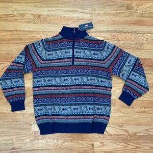 NWT Men's M Vineyard Vines Fair Isle Zip Mock Sweater